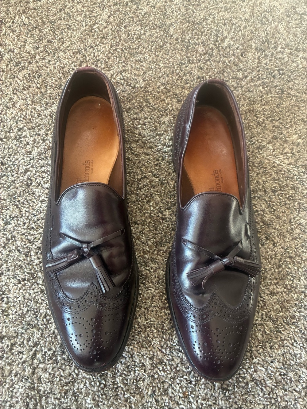 Allen Edmonds Manchester Men's Burgundy Leather Tassel Loafers 12 AA Classy